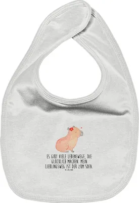 Produktbild von Mr. & Mrs. Panda Esslätzchen Capybara Blume - Weiß - Geschenk, Baumwoll Lätzchen, Kinderlätzchen, Baumwoll-Lätzchen, Für Babys, Gute Laune