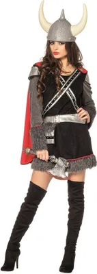 Produktbild von L3201470-40 schwarz rot Damen Wikingerkleid Barbaren Kostüm Gr.40