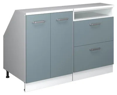Produktbild von Küchenschrank für Dachschrägen Vicco R-Line Blau-Grau 120 cm 2er Set Schrankkorpuss 60 cm Tiefe, Model 60134