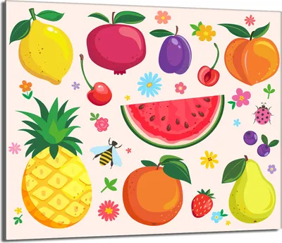 Produktbild von Herdabdeckplatte 60x52 Glaskeramikkochfeld Abdeckung Spritzschutz Glasplatte Deko Schneidebrett, Obst Bunt