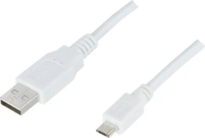 Image de Câble USB 2.0 Type A ha - Type Micro B ha, 5 broches, pour charger/transférer des données vers téléphones portables/PDA, 3m, Blanc