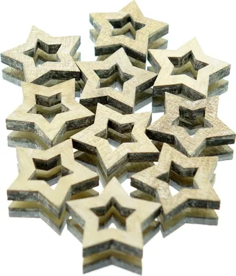 Produktbild von Weihnachts-Streusterne Natur weiß gewaschen Ø 3,5 cm aus Holz - 10er Pack
