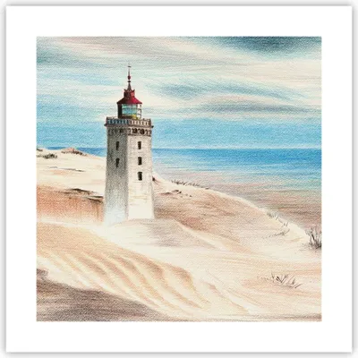 Produktbild von Poster - Poster ohne Rahmen - Laterne Meer Bild - 40x40 cm - Wand Bild - Wanddeko - Wandbilder - Kunstposter - Wandposter - Bilder - Kunstdruck - Wanddekoration - Wandbild - P2XAC40x40-4764