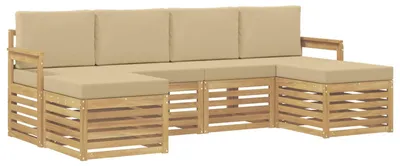 Produktbild von vidaXL Outdoor-Sofagarnitur 5 pcs Weiß und Beige 249 x 122,5 x 73 cm