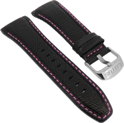 Produktbild von Lotus Chrono Uhrenarmband Leder schwarz mit rosa Naht genarbt 15744/5