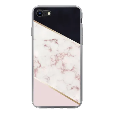 Produktbild von MuchoWow® Handyhülle Schutzhülle Hülle für iPhone SE 2020 Marmor - Roségold - Luxus Silikon Softcase Handy Hülle - Kartenbesitzer