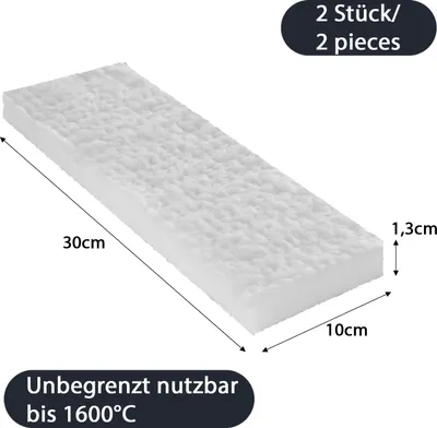 Image de 2 x éponge céramique 300x100x15 mm Cheminée éthanol Chambre de combustion Laine céramique