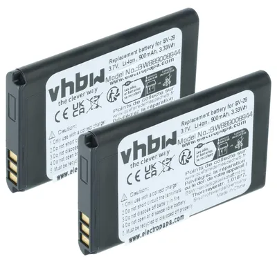 Produktbild von vhbw 2x Akku kompatibel mit Team TeCom PS Handy Smartphone Telefon (900 mAh, 3,7 V, Li-Ion)