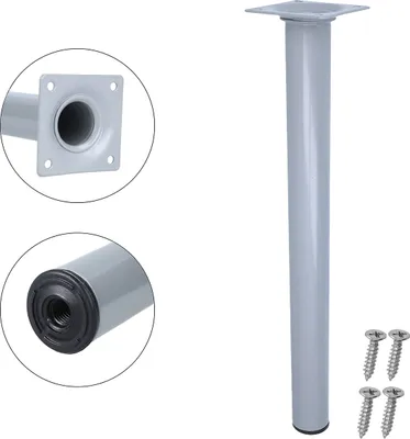 Produktbild von Möbelfuss Silber ø 30mm Tischbein Möbelstempel Sofafuss Stahl Möbelstütze rund Tischfuss 350mm
