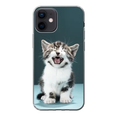 Produktbild von MuchoWow® Handyhülle Schutzhülle Hülle für iPhone 12 Katze - Kätzchen - Miau Silikon Softcase Handy Hülle - Schutzhülle