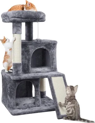 Produktbild von Famanu Kratzbaum für Katzen mit Häuschen und Spielball - 91 cm hoch