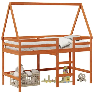 Immagine prodotto di Struttura per letto a baldacchino marca vidaXL, color marrone cera, dimensioni 90 x 190 cm, realizzata in legno di pino massello