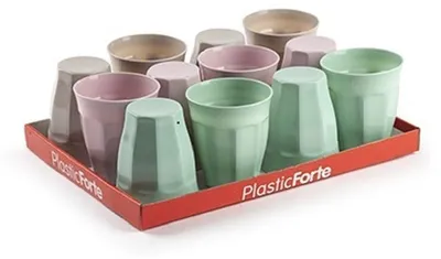 Produktbild von PlasticForte Trinkglaser - 12x - farbig - Kunststoff - 250 ml