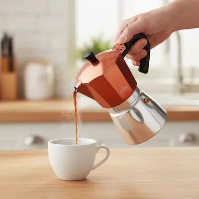 Zdjęcie produktu dla Any Morning Hes-6, Elektryczny dzbanek do moki, 0,24 l, Aluminium, Miedziany, Aluminium, 6 kub., Plastik