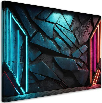 Produktbild von Leinwandbild Futuristische Neon-Textur 100x70 Feeby Blau bild für die wand bereit zum aufhängen