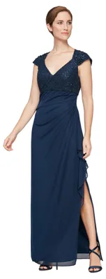 Produktbild von Alex Evenings Damen Langes Paillettenkleid mit Flatterärmeln Kleid für besondere