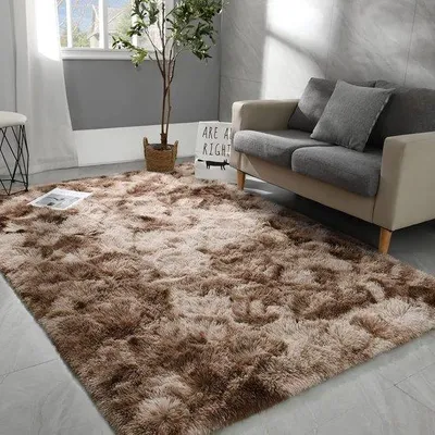 Produktbild von Weiches braunes Fluffy Rundtapijt 160x230cm