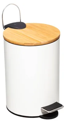 Produktbild von 5five Simply Smart Abfalleimer Modern Color Soft Close, Kosmetikeimer, Metall, Bambus, Kunststoff, Weiß, 3 Liter, 174572G