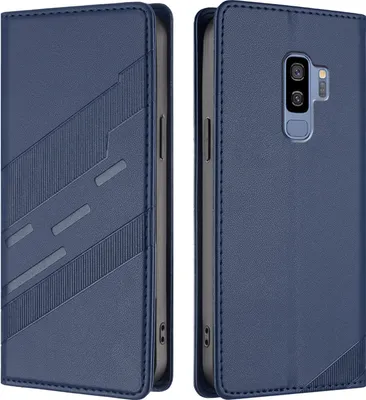 Produktbild von Hülle für Samsung Galaxy S9+, Kunstleder Brieftaschen Handyhülle mit Kartenfach und Standfunktion Blau