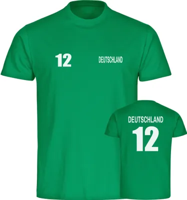 Produktbild von multifanshop Herren T-Shirt - Deutschland - Trikot Nummer 12, grün, Größe XL