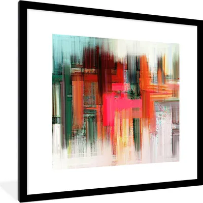 Produktbild von MuchoWow® Gerahmtes Poster Ölgemälde - Abstrakt 40x40 cm - Poster mit Schwarzem Bilderrahmen Wandposter Rahmen Foto Bilder - Poster - Plakat im Rahmen