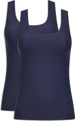 Produktbild von Chantelle Damen Top 2er Pack - Unterhemd, SoftStretch, nahtlos, Einheitsgröße 34-44 Dunkelblau One Size