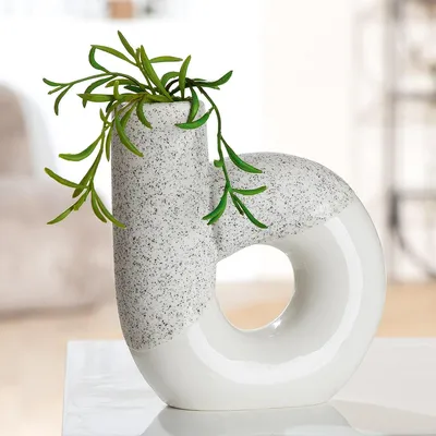 Produktbild von Gilde Lochvase, "Poppy", Keramik, weiß, VE 6, L. 5 cm, B. 14 cm, H. 15 cm 52925