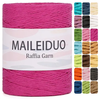 Produktbild von Raffia Garn - 2 mm x 300 m - Zum Häkeln Basteln und für DIY-Projekte - Natur