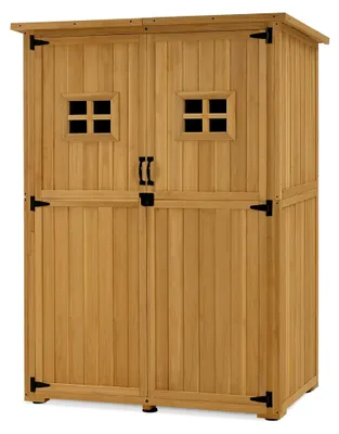 Produktbild von Gartenschrank aus Holz, kleines Gartenhaus wetterfest, Gerätehaus für Außenbereich, 59×127×168 cm