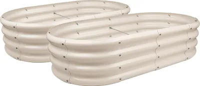 Produktbild von Abgerundete Hochbeete aus verzinktem Stahl – 120 cm x 60 cm – Elfenbein – 2er-Pack