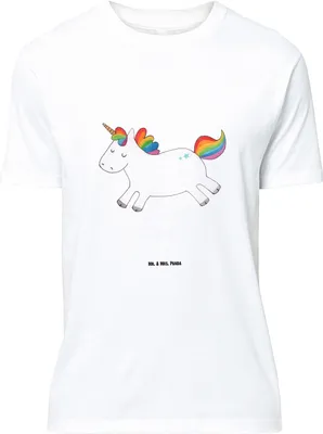 Produktbild von Mr. & Mrs. Panda T-Shirt Einhorn Happy - Weiß - Geschenk, oberteil, Witzig, Unicorn, mit Spruch, Einhörner, Spannend, Shirt, S, Lachen, Tshirt