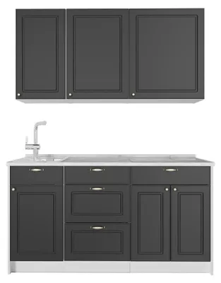 Imagen del producto de Cocina para solteros Vicco Fame-Line Antracita-Oro Landhaus/Blanco 150 cm, ET Mármol, Model 64805