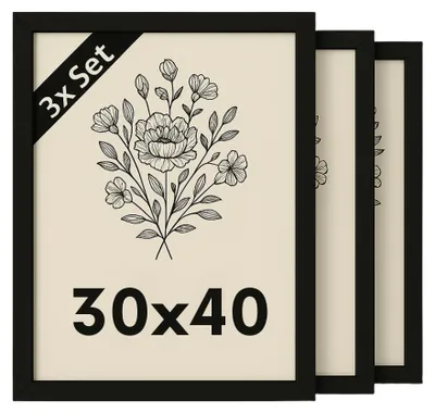 Produktbild von INNOVAHOME Bilderrahmen 30x40 Schwarz 3er-Set - Groß Fotorahmen Holzrahmen