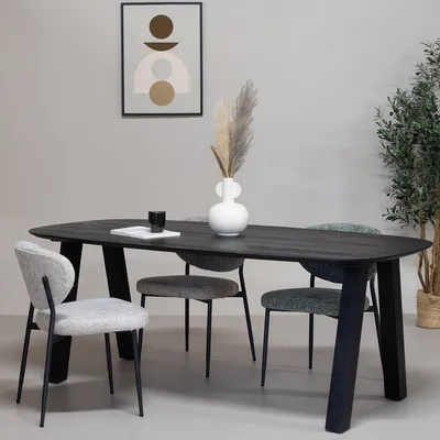 Produktbild von Esstisch Dänisch Oval - Schwarz - Mangoholz - 200cm - Esstisch Sensi - Giga Meubel