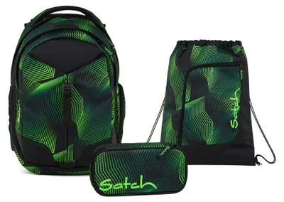 Produktbild von Satch Schulrucksack-Set MATCH Seismic Green 3-teilig, ab. 5. Klasse