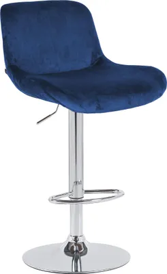 Produktbild von CLP Barhocker Solon Chrom höhenverstellbar und drehbar mit Rückenlehne blau Material Samt
