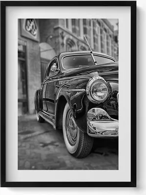 Produktbild von Alter Oldtimer– Wandbild mit Rahmen – Gerahmtes Bild  – Wanddekoration – 50x70 cm –  Schwarz Rahmen