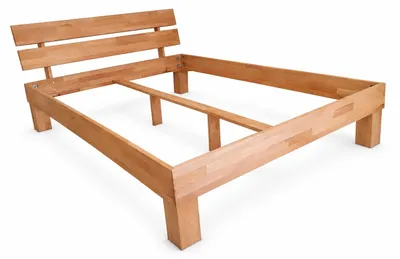 Produktbild von Holzbett 140x200 Doppelbett Mittelholm Kernbuche massiv geölt #3956