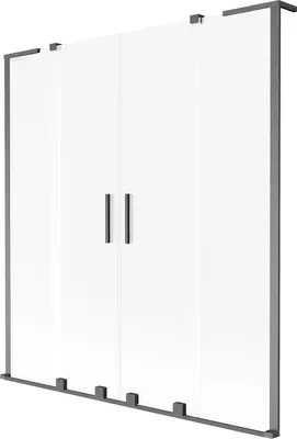 Produktbild von Mexen Velar L Duo Badewannen-Faltwand 2-flügelig, verschiebbar, 160 x 150 cm, Mattglas, Gun Gray gebürstet - 896-160-003-32-66