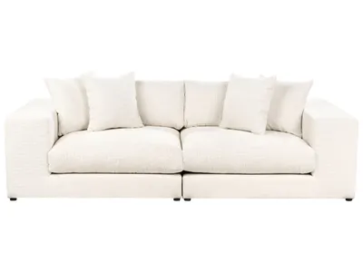 Obrázek produktu pro BELIANI Pohovka látková polyester krémová bílá 240 cm x 120 cm x 61 cm 3místná čalouněná s polštáři obývací pokoj moderní