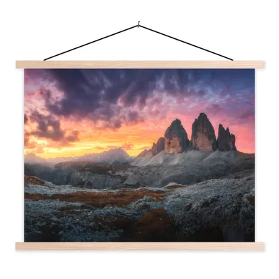 Produktbild von MuchoWow® Textilposter Felsen - Berg - Sonnenuntergang - Landschaft 40x30 cm mit holzfarbenen Rahmen - Bilder
