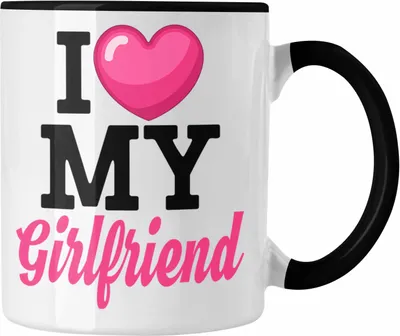 Produktbild von Trendation - I Love My Girlfriend Tasse Geschenk Liebe Valentinstag Freundin Freund (Schwarz)