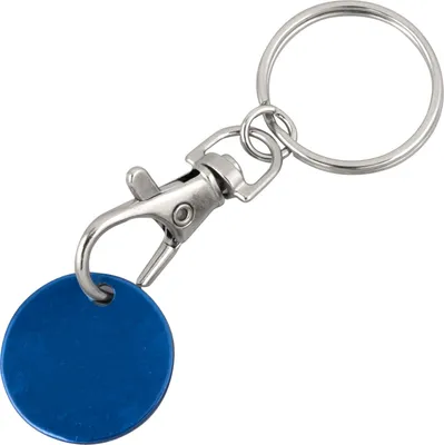 Produktbild von Metall-Schlüsselanhänger / mit Einkaufschip / Farbe: blau