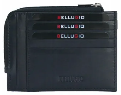 Productafbeelding van Bellugio kaarthouder met muntvak, leer, donkerblauw, RFID-bescherming