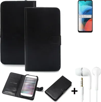 Produktbild von K-S-Trade Wallet Case Handyhülle kompatibel mit Lenovo K13 Schutzhülle Flip cover Flipstyle Tasche Hülle Flipcover Slim Bumper schwarz + in ear