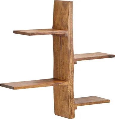 Produktbild von Wandregal 58x60x15 cm Sheesham Massivholz Baum-Form Hängeregal Modern, Großes Design Schweberegal, Regal Hängend Wohnzimmer, Bücherregal Wand Schwebend