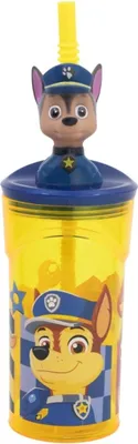 Produktbild von Paw Patrol Becher 3D Kindertrinkbecher 360 ml mit Strohhalm & Figurdeckel