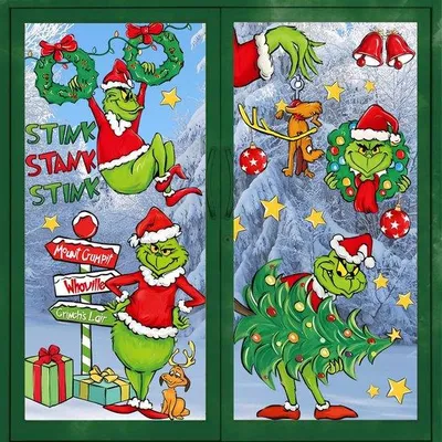 Immagine prodotto di Decorazioni natalizie per finestre, riutilizzabili, verde, 8/9 fogli
