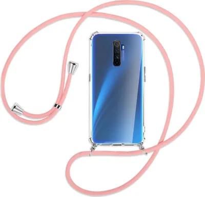 Produktbild von Handykette Backcover-Schutzhülle mit Band (Metall silberfarben) für Realme X2 Pro - rosa