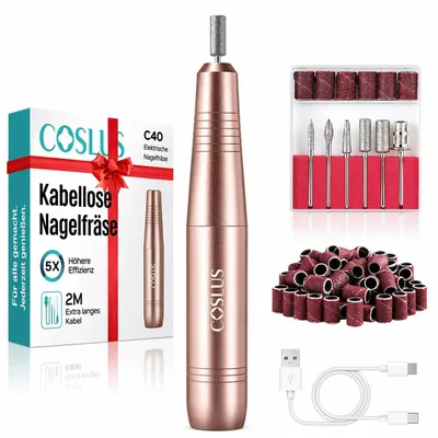 Immagine prodotto di Fresa per unghie elettrica COSLUS C40 per unghie gel: 20.000 giri/min, con cavo, velocità e direzione regolabili, set manicure e pedicure